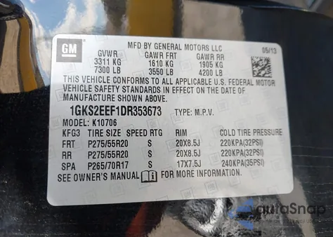 2013 GMC Yukon Denali z USA, uszkodzony, nr VIN 1GKS2EEF1DR353673